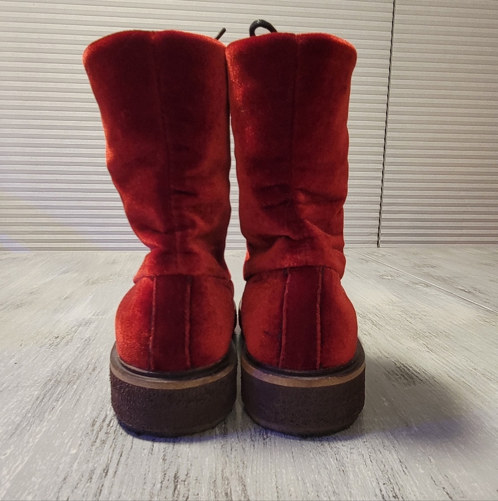 Goldmud Red Velvet Lace-Up Boots *Handmade in Portugal* - Picture 6 of 12